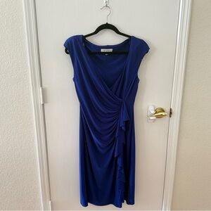 Blue Draped Sheath Dress by Kasper